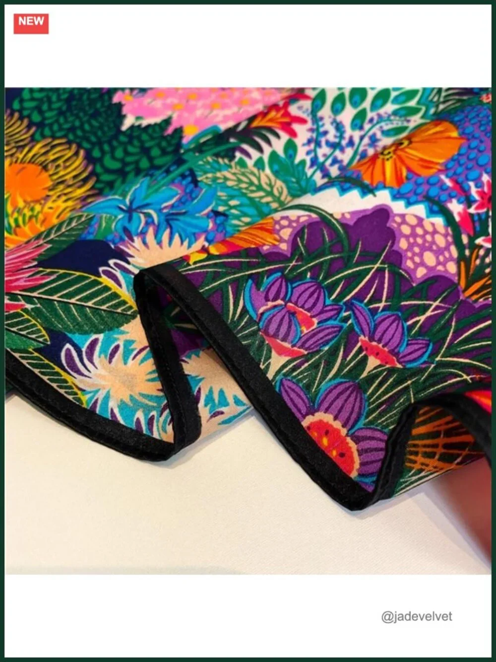 100% Mulberry Silk Neck Scarf 21x21 Lightweight Digital Print Neckerchief